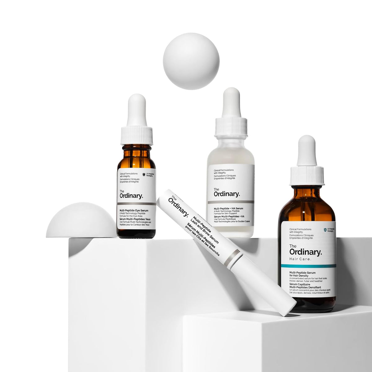 The Ordinary Peptide Essentials Collection, Skin Care and Scalp Support Four-Piece Set for Face, Eyes, and Hair
