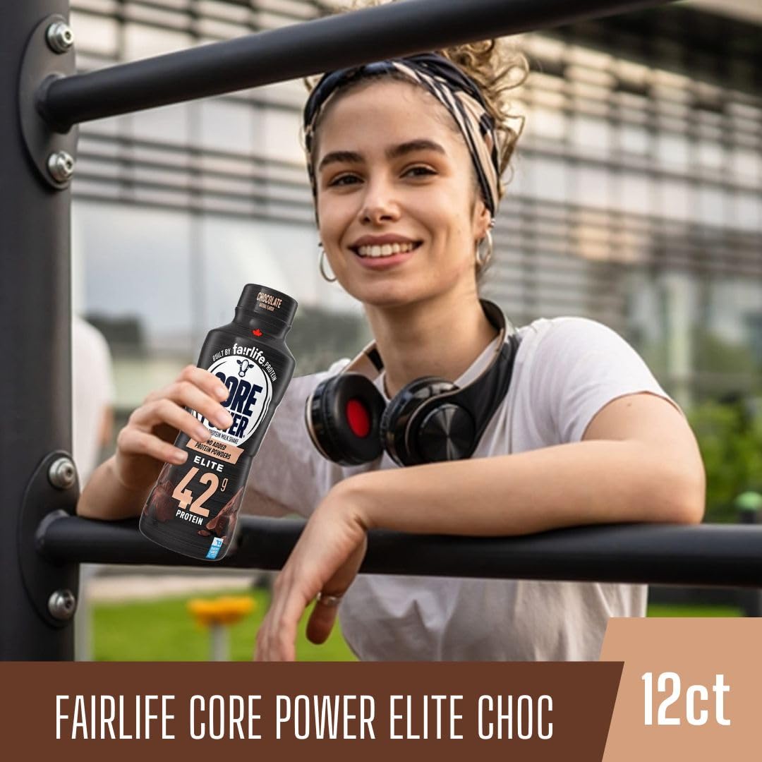 Worldwide Nutrition Bundle: Fairlife Core Power Elite 42g High Protein Milk Shake - Kosher, Chocolate Protein Shake for Workout Recovery - 14 Fl Oz (Pack of 12) & Multi-Purpose Key Chain
