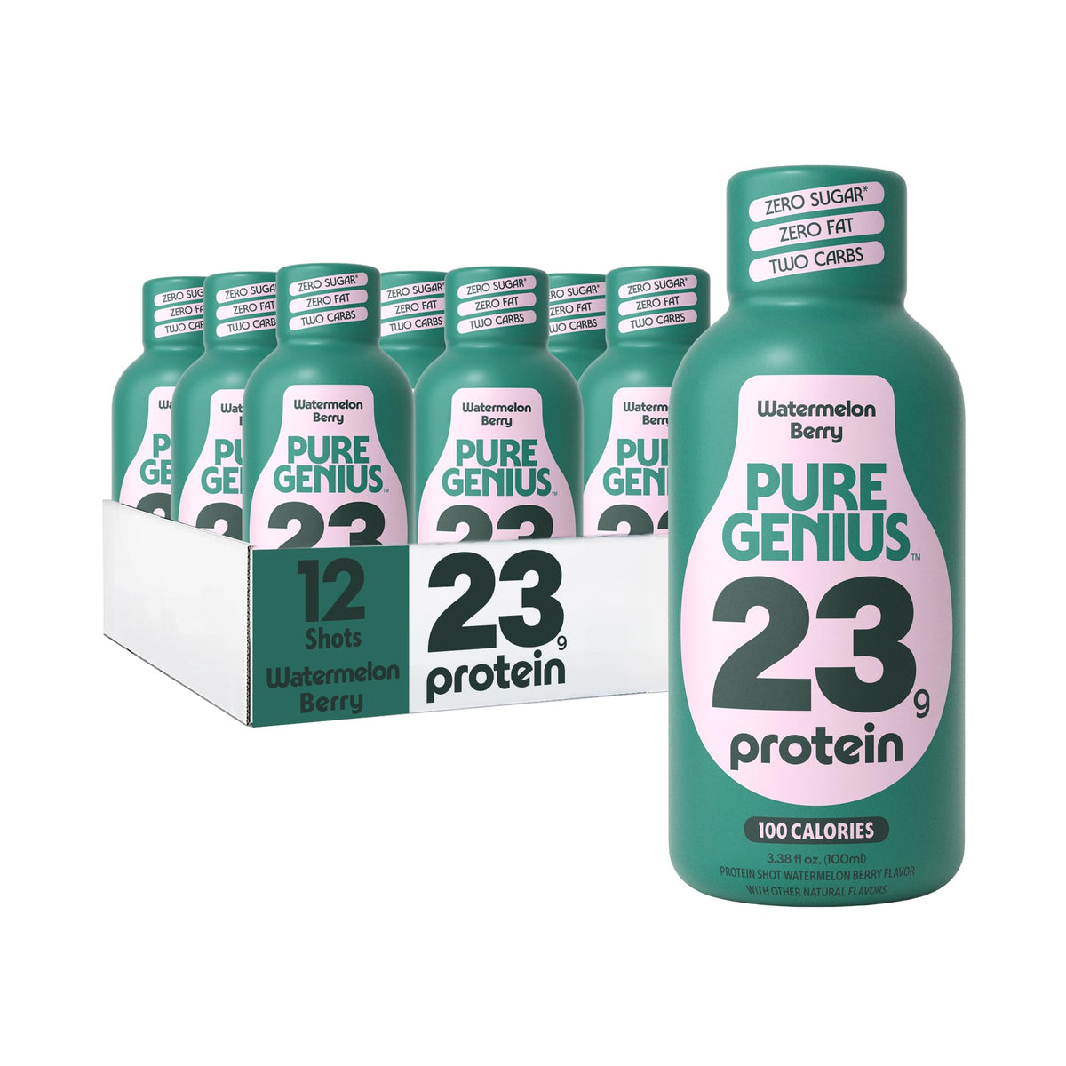 Pure Genius 23g Protein Shot - 100 Calories, No Sugar, No Fat - 12 Shots