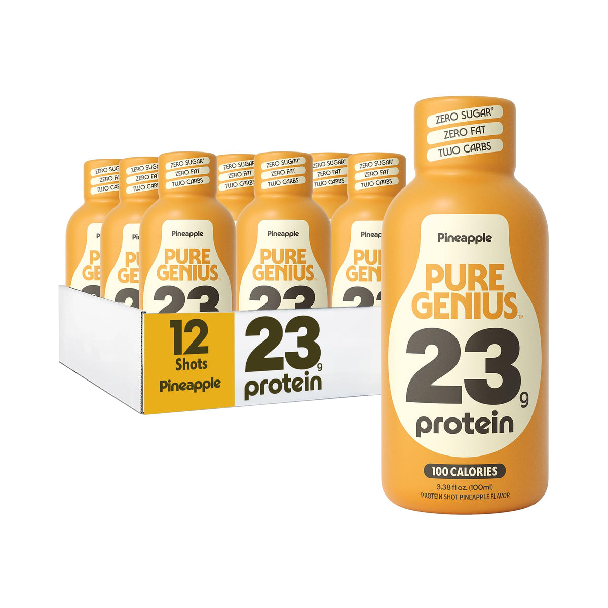 Pure Genius 23g Protein Shot - 100 Calories, No Sugar, No Fat - 12 Shots