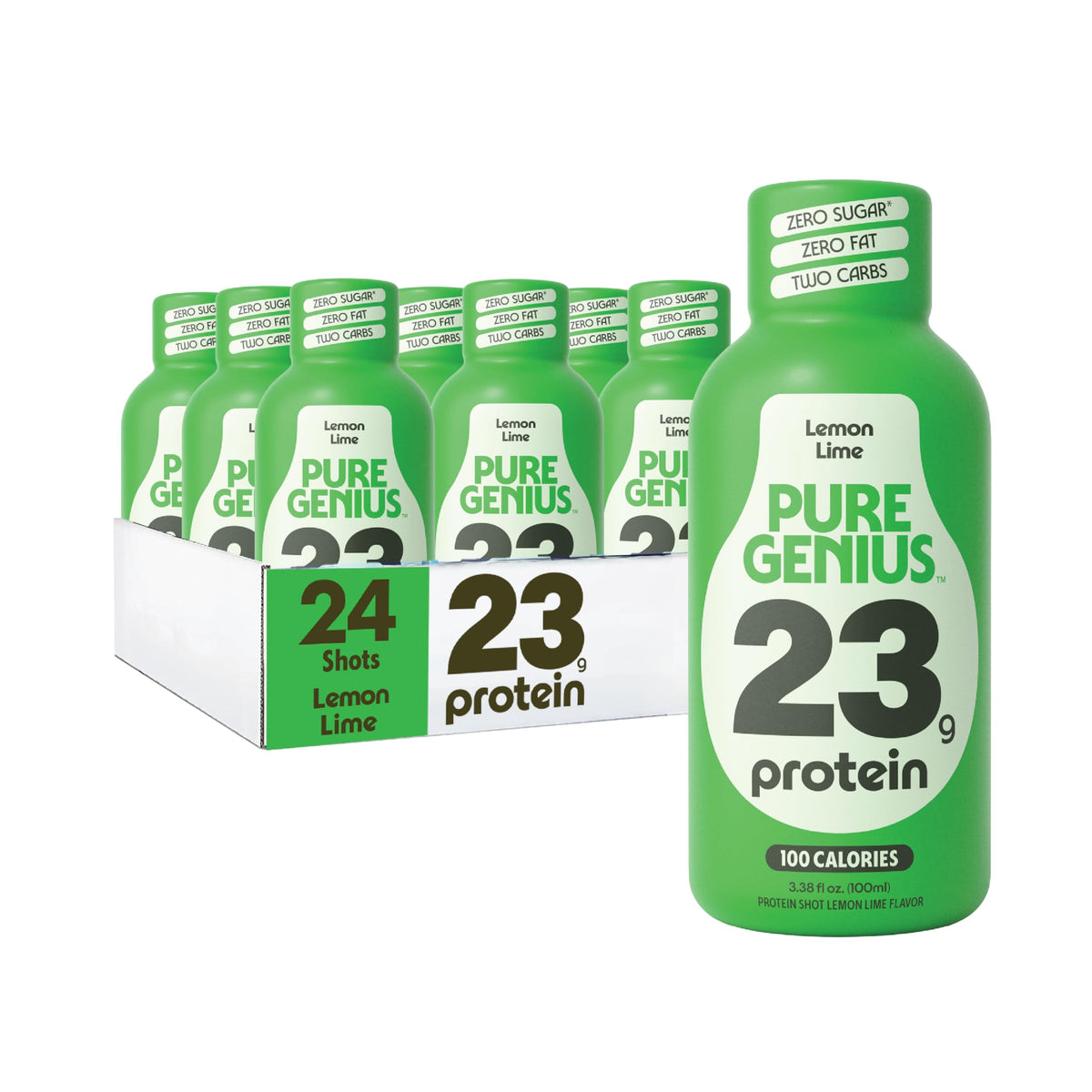 Pure Genius 23g Protein Shot - 100 Calories, No Sugar, No Fat - 12 Shots