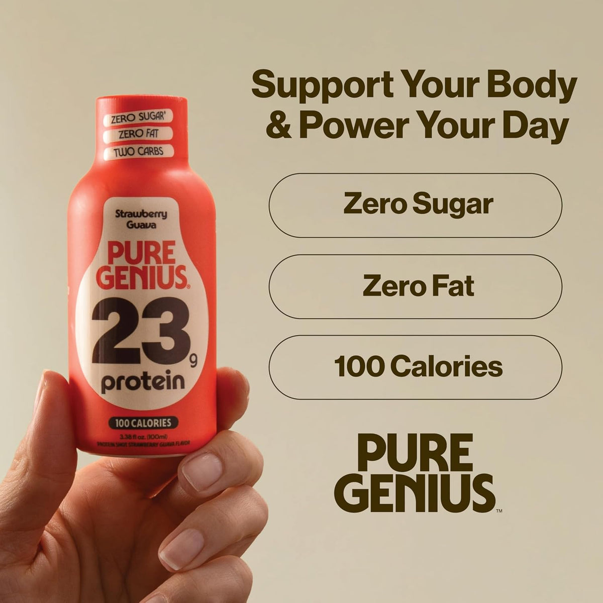 Pure Genius 23g Protein Shot - 100 Calories, No Sugar, No Fat - 12 Shots
