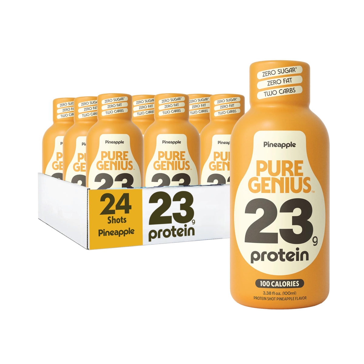 Pure Genius 23g Protein Shot - 100 Calories, No Sugar, No Fat - 12 Shots