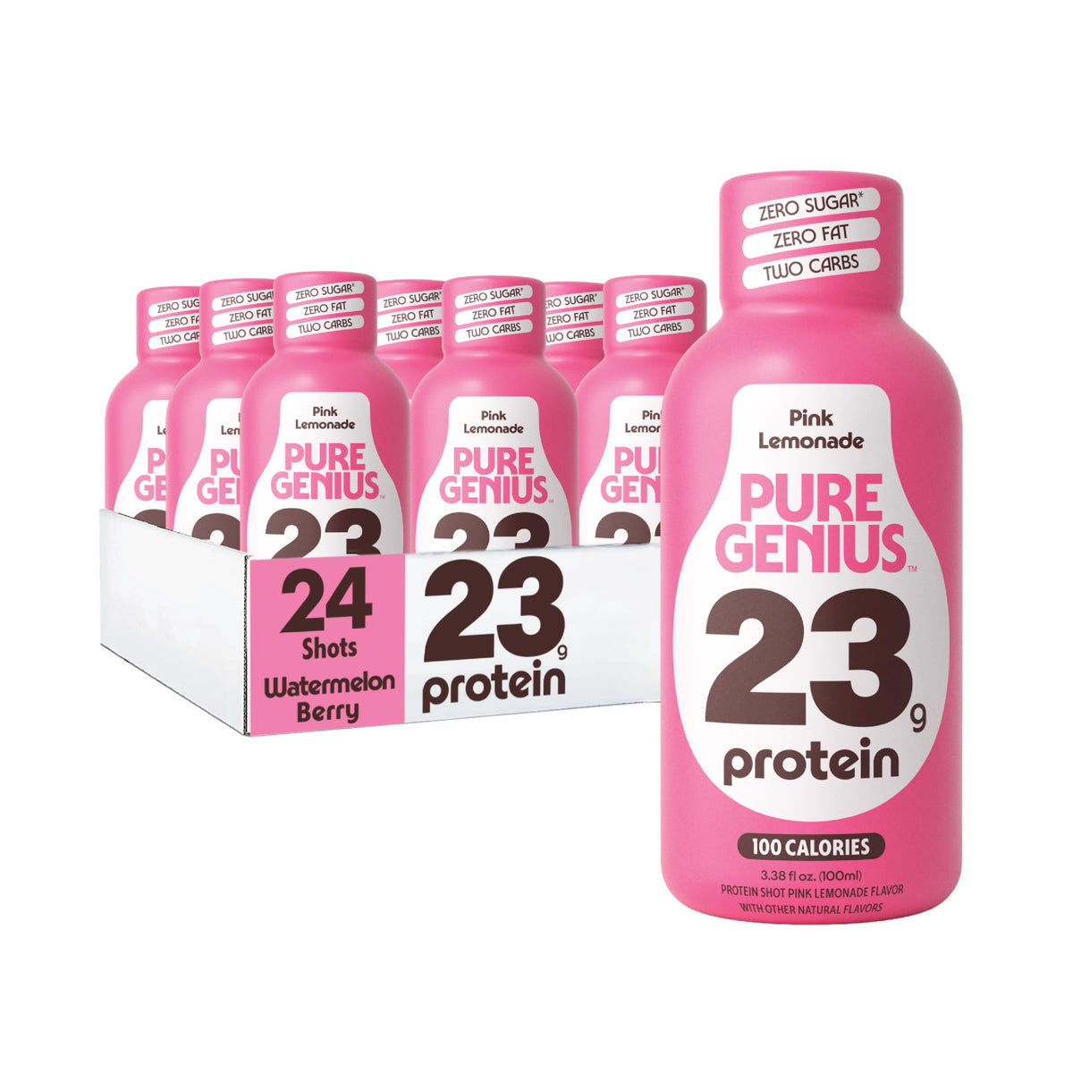 Pure Genius 23g Protein Shot - 100 Calories, No Sugar, No Fat - 12 Shots