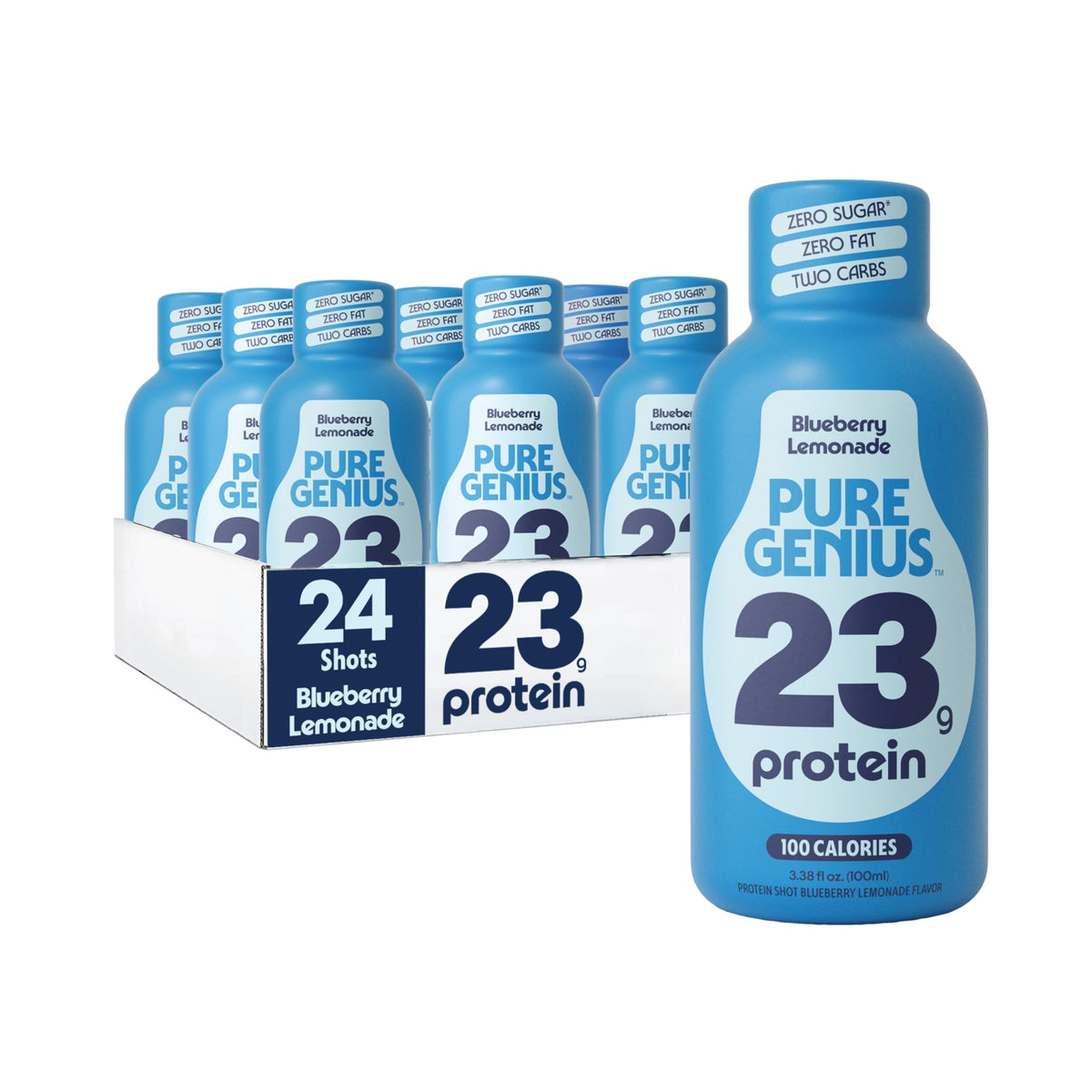 Pure Genius 23g Protein Shot - 100 Calories, No Sugar, No Fat - 12 Shots