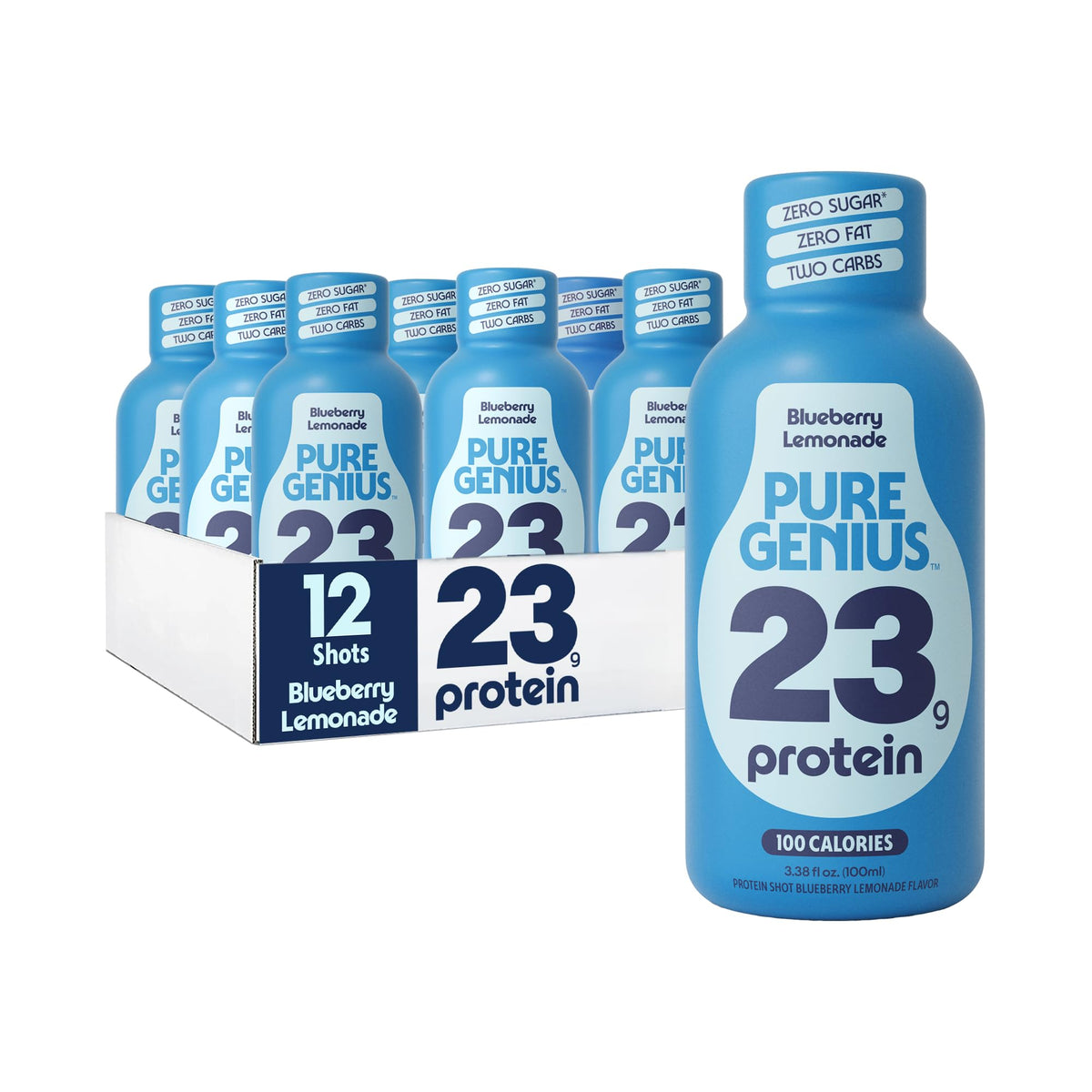 Pure Genius 23g Protein Shot - 100 Calories, No Sugar, No Fat - 12 Shots