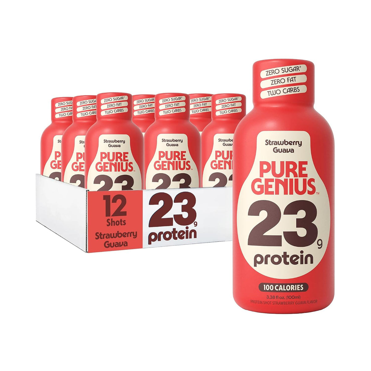 Pure Genius 23g Protein Shot - 100 Calories, No Sugar, No Fat - 12 Shots