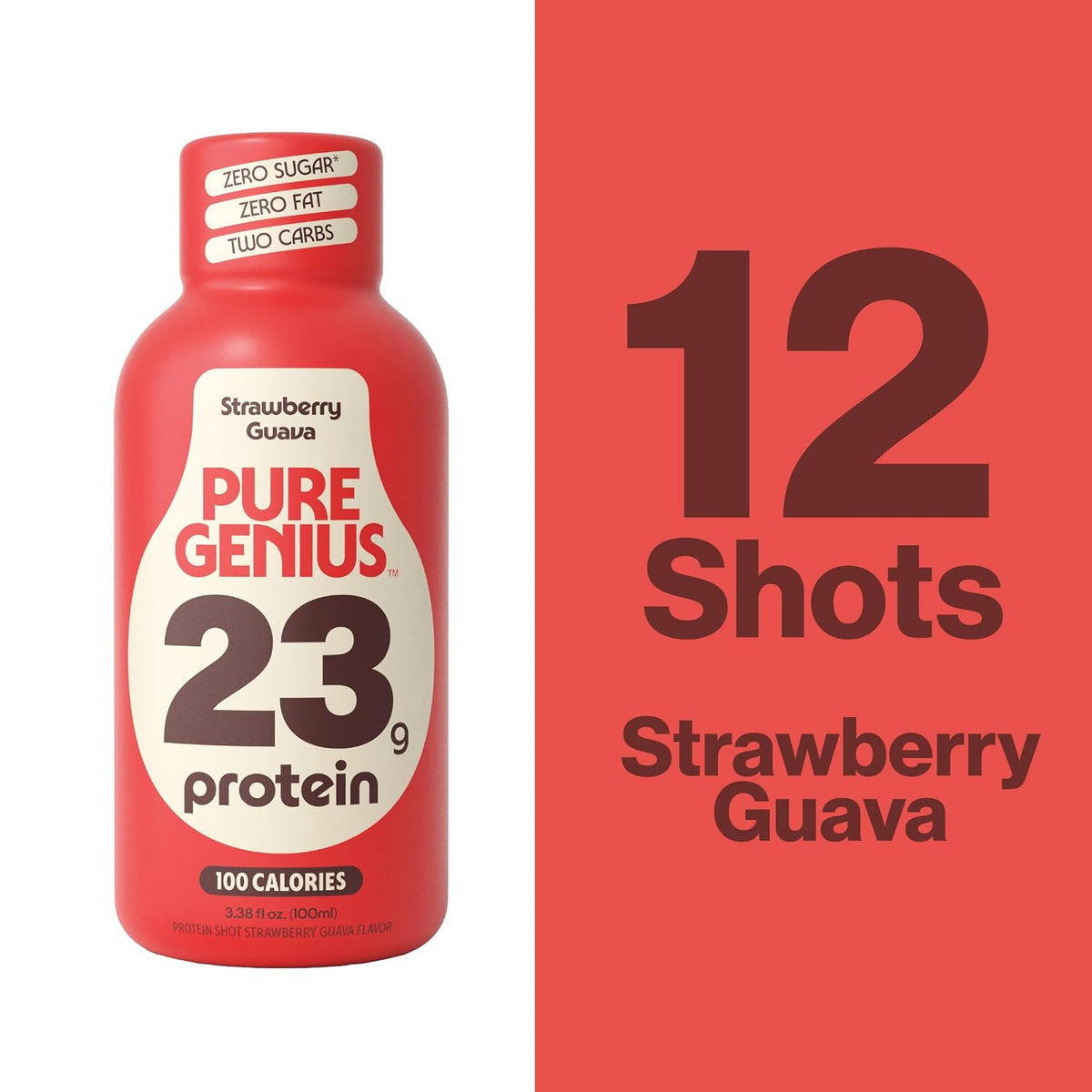 Pure Genius 23g Protein Shot - 100 Calories, No Sugar, No Fat - 12 Shots