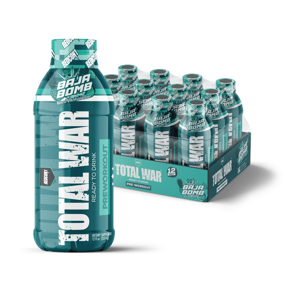 REDCON1 Total War Ready to Drink Pre Workout | Vice City | 365mg Caffeine + Citrulline Malate + Beta Alanine | Zero Sugar (12 Pack)
