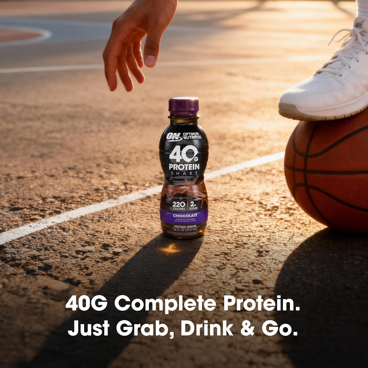 Optimum Nutrition 40g Protein Shake, Chocolate, 14 Fl Oz, 12 Ct
