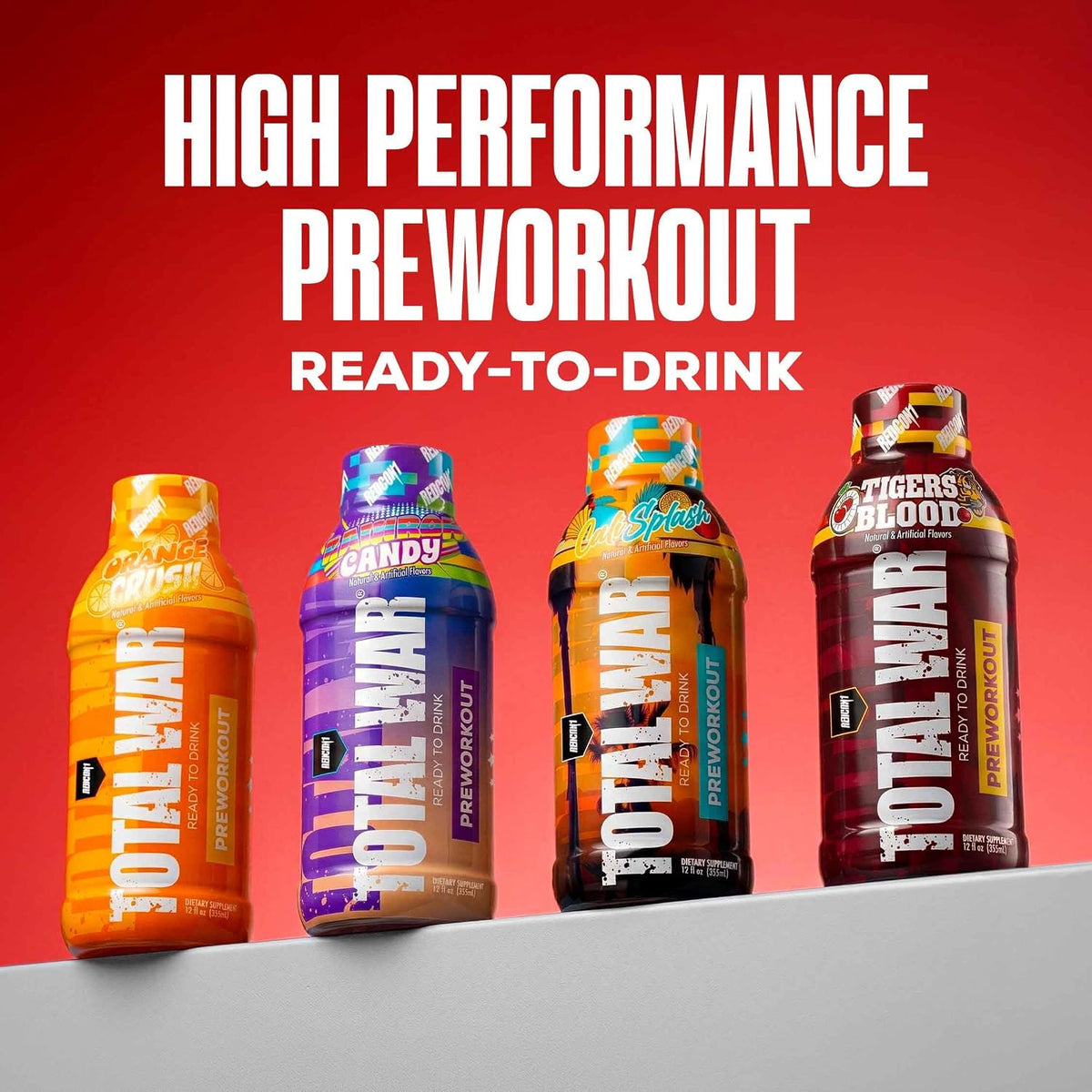 REDCON1 Total War Ready to Drink Pre Workout | Vice City | 365mg Caffeine + Citrulline Malate + Beta Alanine | Zero Sugar (12 Pack)